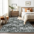 thumbnail image 4 of Garvee 8x10 Vintage Area Rugs Washable Rug for Living Room, Non Slip Non Shedding Soft Indoor Carpet, Retro Oriental Floral Print Rugs for Bedroom Home Office, Black and Gray, 4 of 7