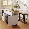 thumbnail image 2 of Rolling Kitchen Island with Drop Leaf and 2 Seatings, Islands Table with Power Outlet, 4 Drawers and Cabinet, Breakfast Bar Cabinet for Living Room, White, 2 of 7