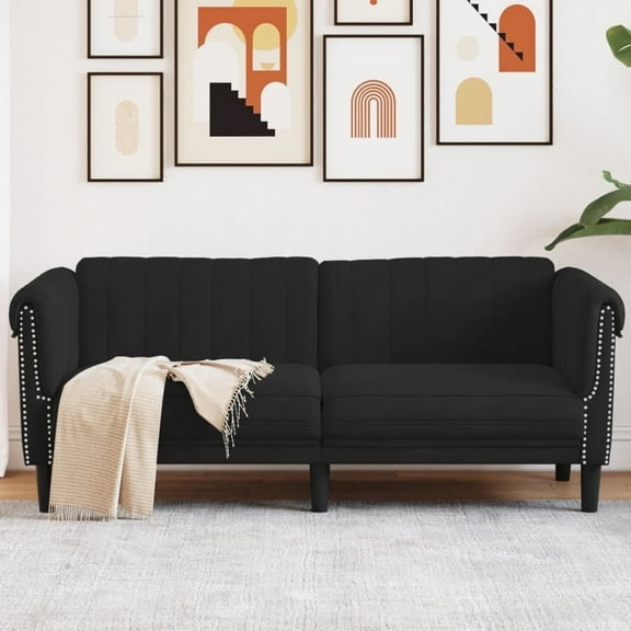 vidaXL Sofa 2-Seater Black Velvet