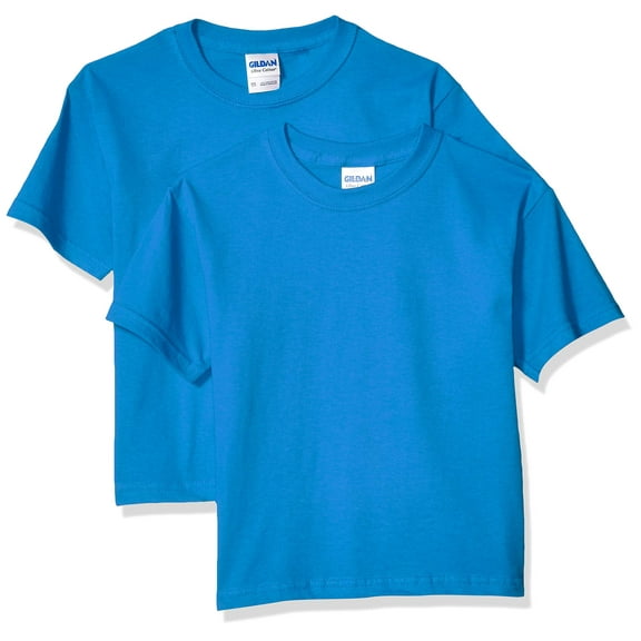 Gildan Kids' Big Ultra Cotton Youth T-Shirt, 2-Pack, Sapphire, Medium