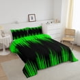 thumbnail image 2 of Abstract Ombre Queen Comforter Set Green and Black Bedding Set Adult,Gradient Geometry Striped Comforter Set Modern Room Decor,Geometric Stripes Bed Set 3Pcs, 2 of 6
