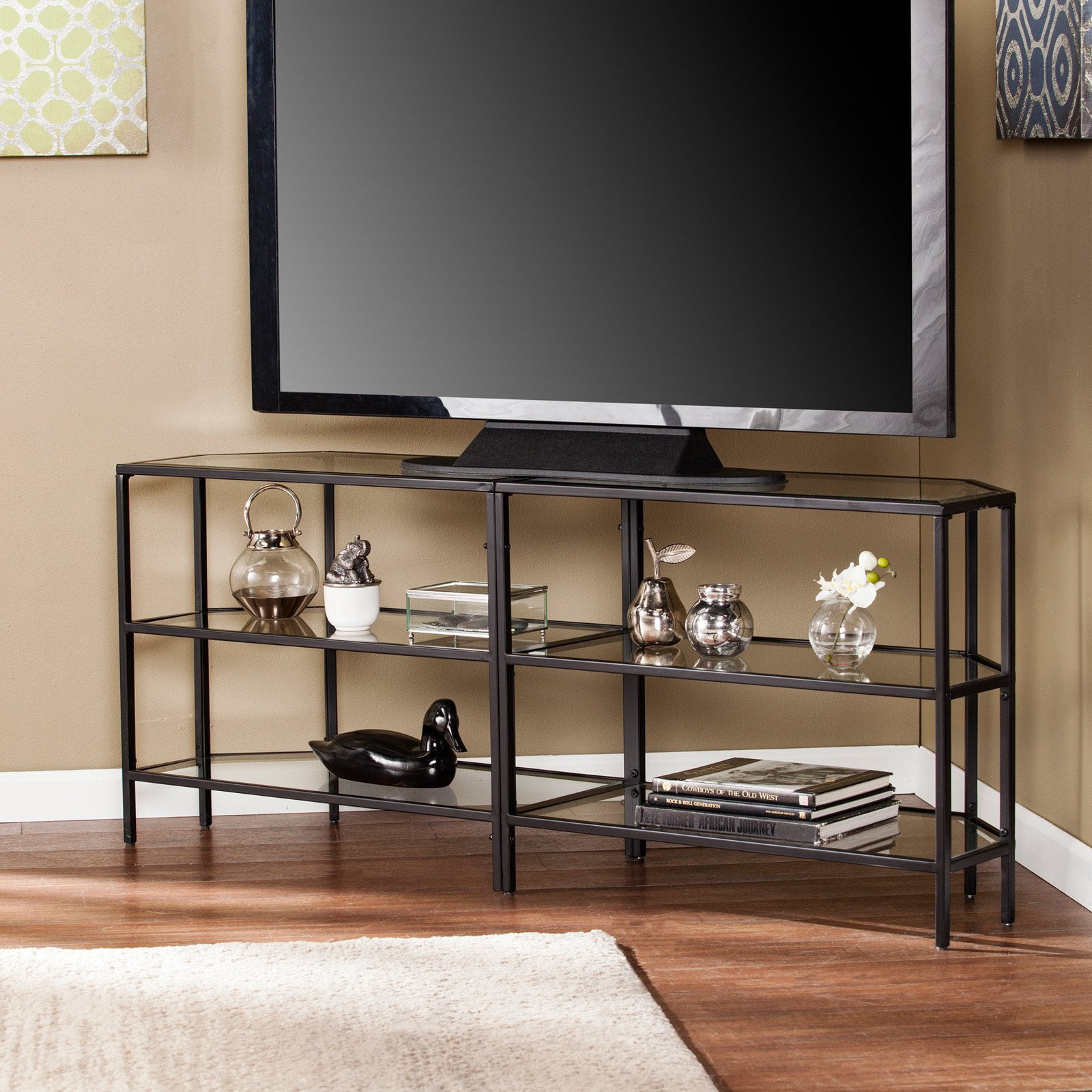 Southern Enterprises Daylen Metal / Glass CornerOptional TV Stand