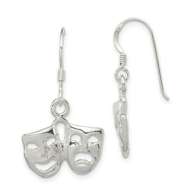 925 Sterling Silver Comedy Tragedy Earrings Drop Dangle Music