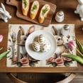 thumbnail image 5 of Easter Bunny Placemats Set of 4, Vintage Watercolor Cartoon Rabbit Pink Roses Floral Leaf Heat Insulated Linen Place Mats, Washable Stain-Proof Table Mats for Dining Tables Holiday Decor 13x19 Inches, 5 of 9
