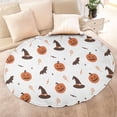 thumbnail image 4 of Halloween Pumpkins Witch Hats and Bats Round Blanket,Comfortable Soft Flannel Throw Blanket,All Season,Warm Lightweight Blankets for Sofa Bed Couch Living Room Chair 60"x60", 4 of 5