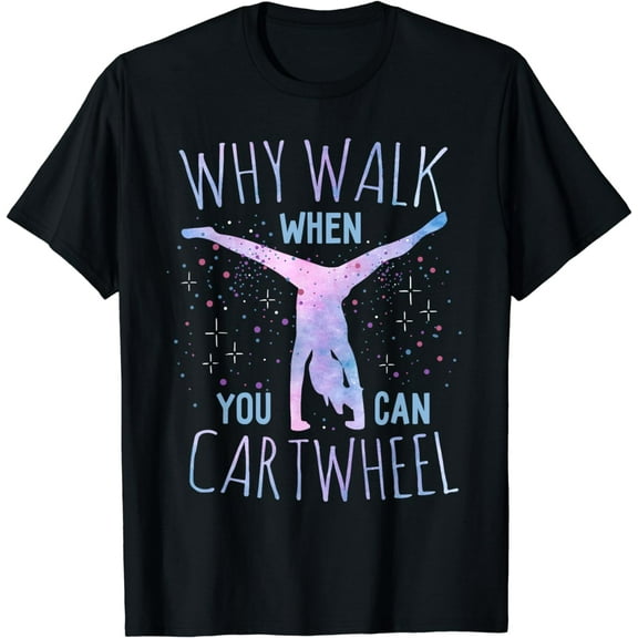 Cartwheel Gymnast Girl T-Shirt: Classic Fit, Tie-Dye, Short Sleeve - Black
