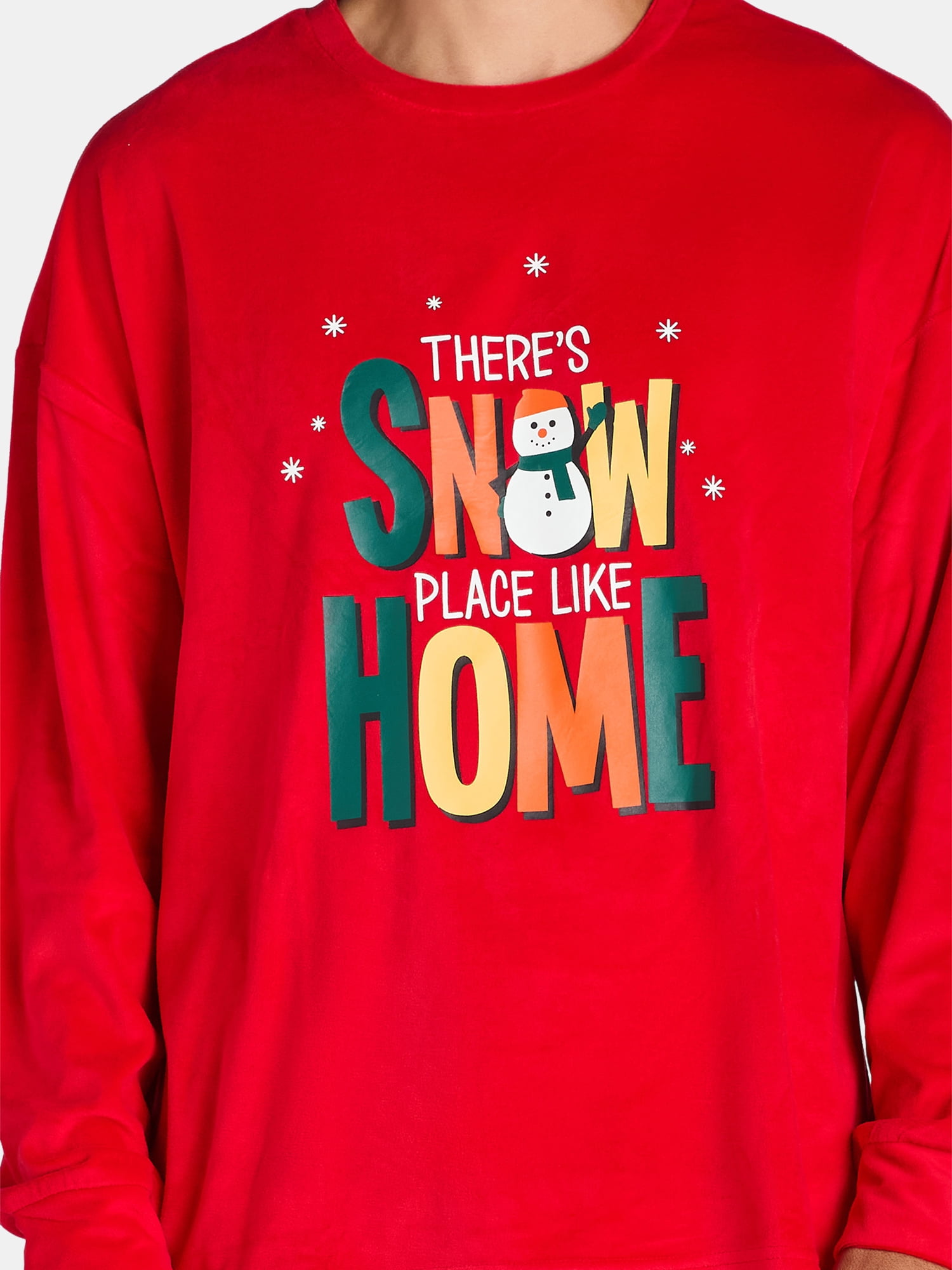 Jolly Jammies Men's Holiday Red Snowman Matching Family Pajamas Set, 2-Piece, Sizes S-2XL