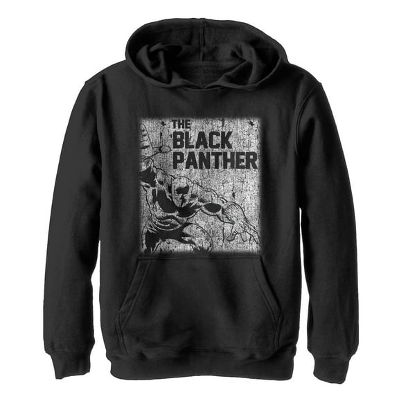 Boy's Marvel Black Panther Chalk Print Pull Over Hoodie Black Large