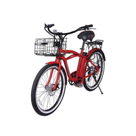 Red Beach Cruiser - X-Treme Newport Electric Beach Cruiser Bicycle - Red