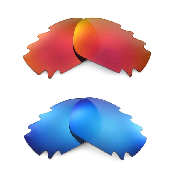 Walleva Polarized Fire Red Ice Blue Replacement Vented Lenses For Oakley Jawbone Sunglasses