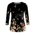 thumbnail image 4 of HAJWOH 3/4 Sleeve Womens Summer Fashion Tops Round Neck Shirts Casual Print Trendy Three Quarter Length T Shirt, 4 of 5