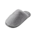 thumbnail image 3 of Women's House Slippers Flat Heel Closed Toe Slip-on Flats Slides Women's Casual Home Indoor Outdoor Solid Color Slippers with Velvet And Warm Slippers Gray5.5, 3 of 6