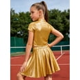 thumbnail image 4 of Doomiva Kids Hip Hop Dance Set Shiny Jazz Disco Outfits Cheer Outfit for Cheerleading Competitions Hip-hop Gold 10-14, 4 of 5