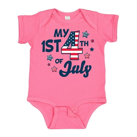 

Inktastic My 1st 4th of July with Striped Stars Gift Baby Boy or Baby Girl Bodysuit