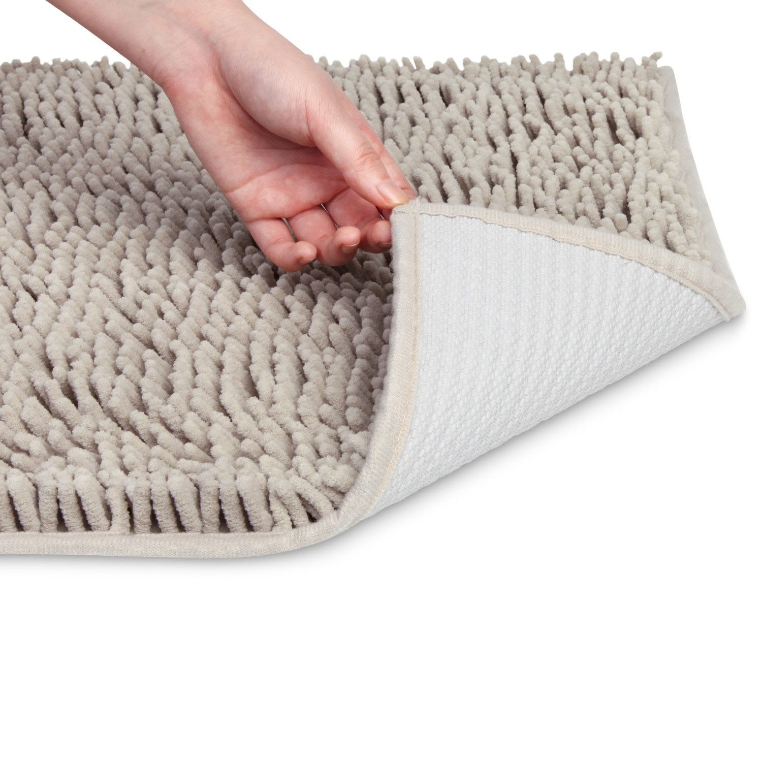 Vdomus Nonslip Microfiber Shag Bathroom Mat, 20 x 32Inches, Beige