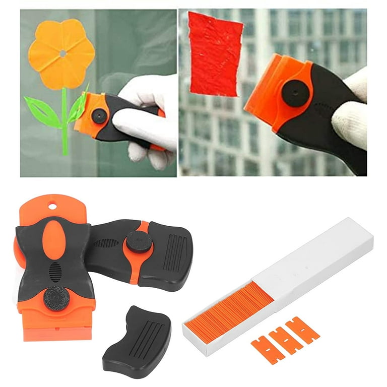 sixwipe 2 Pcs Plastic Razor Blade Scrapers, Sticker Scraper Tool with  Replacement 10 Plastic Blades and 10 Metal Blades for Removing Paint,  Stickers