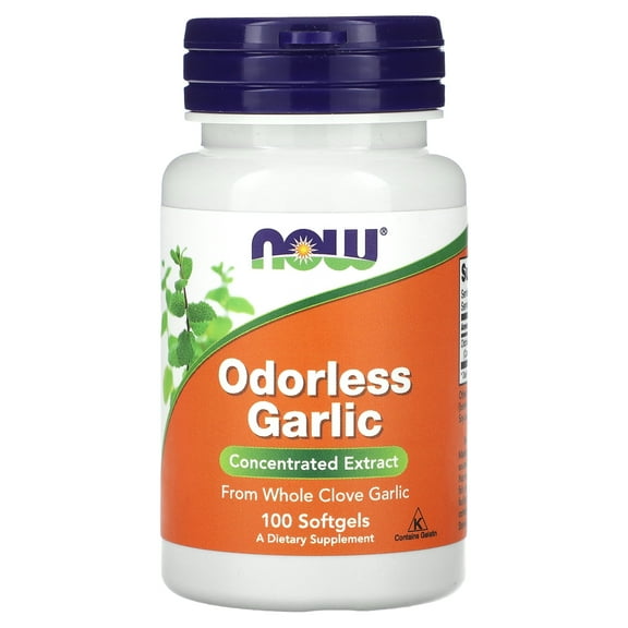 NOW Foods Odorless Garlic, Concentrated Extract, 100 Softgels (25 mg per Softgel)