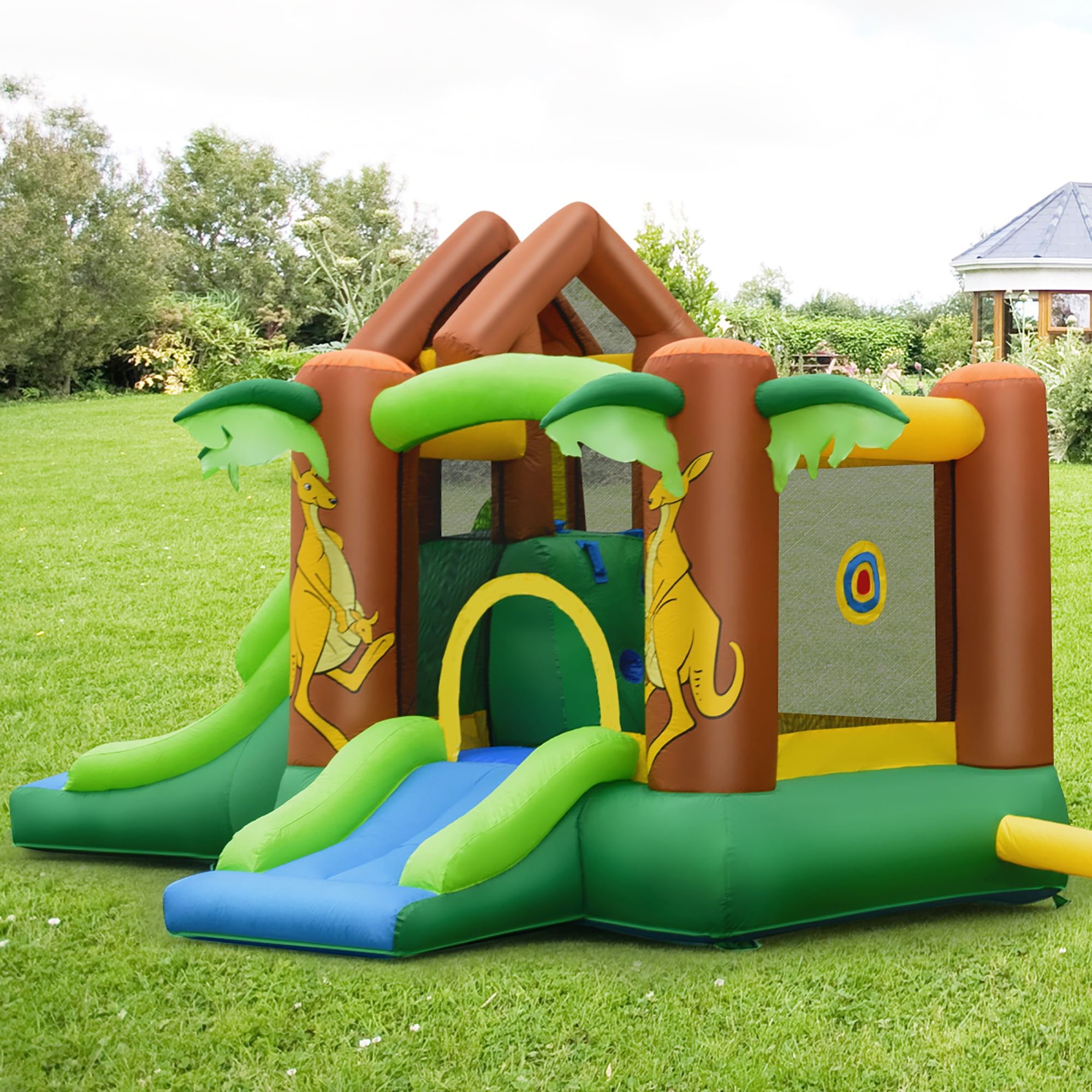 Costway Kids Inflatable Jungle Bounce House  Dual Slide Jumping Castle Bouncer