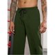 thumbnail image 5 of Pantalones largos para hombre, de color liso, para exteriores, ajustados, con bolsillos, para ejercicio, de poliéster, 5 of 5