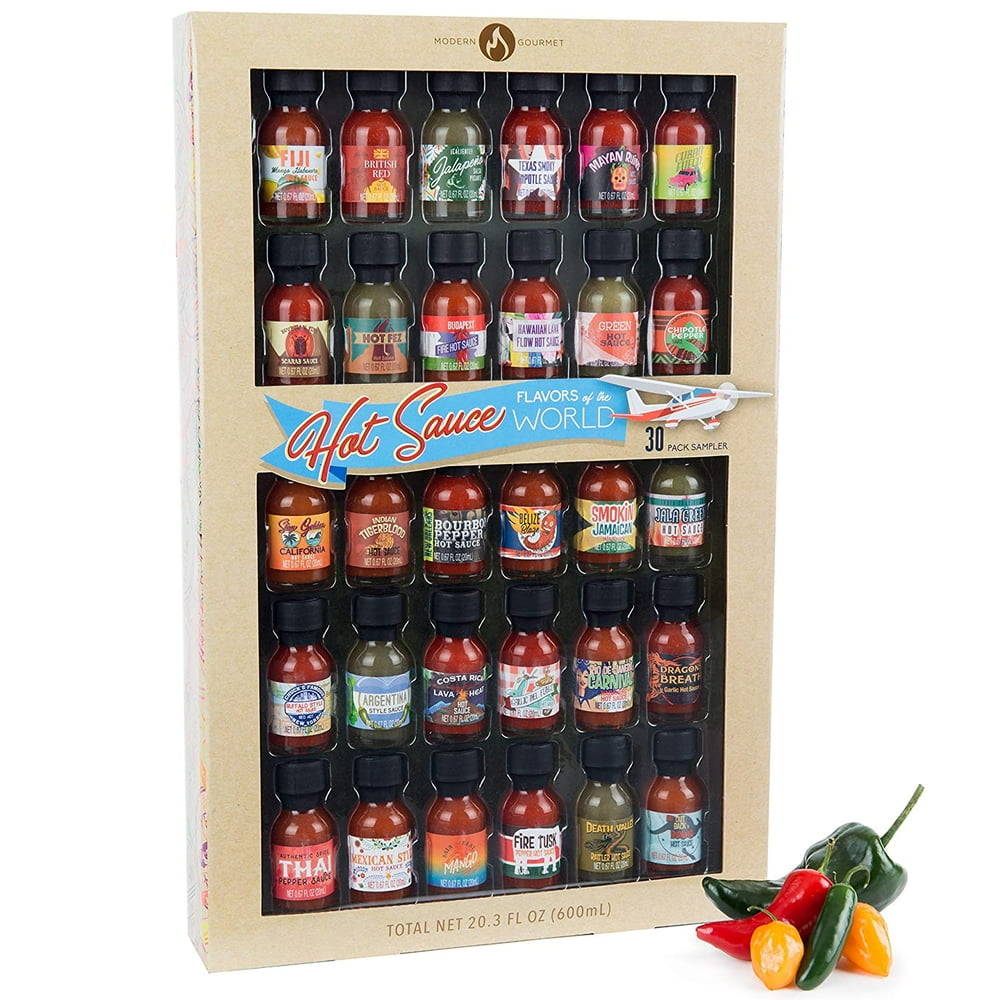 Thoughtfully Gifts, Flavors of the World Hot Sauce Sampler Gift Set