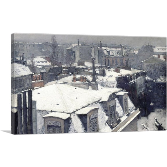 ARTCANVAS View Of Rooftops Effect Of Snow 1878 Canvas Art Print by Gustave Caillebotte - Size: 26" x 18" (0.75" Deep)