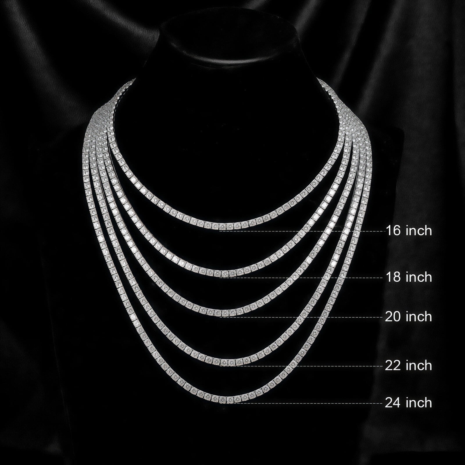 Midir&Etain 18k White Gold Plated Tennis Necklace with Simulated Diamond Crystals for Women Laboratory Tennis Chain Show Your Own Light Suitable For Both Men And Women 18Inch