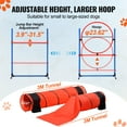 thumbnail image 4 of VEVOR Equipo de entrenamiento de agilidad para perros, juego de 7 piezas mejorado con vallas altas ajustables, 6 postes de tejido, 2 túneles, aro de salto, caja de pausa, 3 frisbee, silbato, 4 of 9