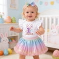 thumbnail image 2 of Aihuaihua Easter Bunny Print Girls Romper With Skirt And Hair Accessory Cute Toddler Outfit Set For Spring Summer Holiday Kids Easter bunny outfit set, 2 of 8