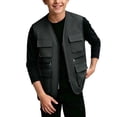 thumbnail image 3 of TGSLY Utility Cargo Vest for Children Lightweight Zip Up Sleeveless Layering Gilet Loose Casual Solid Color Fall Winter Outdoor Waistcoat 9-10 Years, 3 of 7