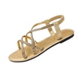 thumbnail image 2 of Xdegoge Womens Gladiator Sandals Flat Strappy Open Toe Ankle Buckle Minimalist Dressy Casual Summer Vacation Beach Everyday Comfortable Walking Shoes, 2 of 9