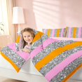 thumbnail image 5 of Homewish Silver Sequins Print King Bedding for Girls, Orange Pink Stripe King Bed in a Bag, Pink Reversible, 7-Piece, 5 of 7