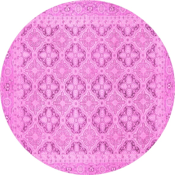 Ahgly Company Indoor Round Oriental Pink Traditional Area Rugs, 3' Round