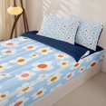thumbnail image 3 of Homewish Blue Floral Zipper Full Size Comforter Sets with Fitted Sheet and 2 Pillowcases,Watercolor Flower Print Zipper Bedding Set,Navy Blue Reversible,4pcs, 3 of 8