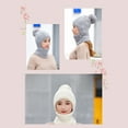 thumbnail image 3 of Xfvqtps Womens 3 in 1 Beanie Face Neck Warmer Set Knit Fleece Lining Solid Color Fuzzy Pompom Stretch Windproof Coldproof Warm Thickened Winter One Piece Skull Cap Neck Circle Scarf Set White, 3 of 7