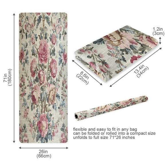 BZSMCE Yoga Mat Women Vintage Floral Textile in Pastels Fitness Mat