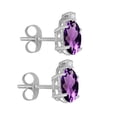 thumbnail image 2 of Mauli Jewels Ear Rings for Women 2.25 Carat 8x6MM Oval Shape Gemstone and Diamond Earrings Carat 14K White Gold 4-Prong, 2 of 5