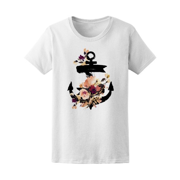 Anchor With Watercolor Roses Tee Women's -Image by Shutterstock