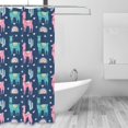 thumbnail image 2 of Shower Curtain, Сute lamas cactus rainbow navyblue Waterproof Fabric Plastic Shower Curtain, Drying Fast Bathroom Curtain with 9 Buttonholes, Ruffle Shower Curtain 60x72in, 2 of 8
