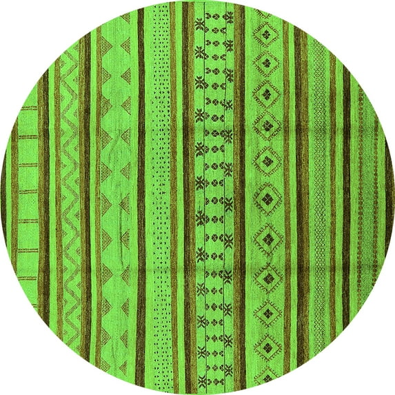 Ahgly Company Indoor Round Solid Green Modern Area Rugs, 6' Round