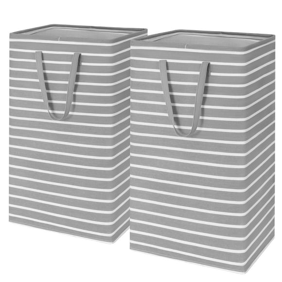 Goodpick 90L Laundry Basket Organizer 2-Pack Large Tall Laundry Hampers Storage Baskets For Organizing Dirty Clothes Hampers For Baby Laundry Towels Blanket Basket In Bathroom Bedroom Dorm Grey
