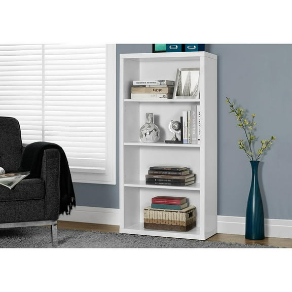 47.5" White Particle Board and MDF Bookshelf with Adjustable Shelves