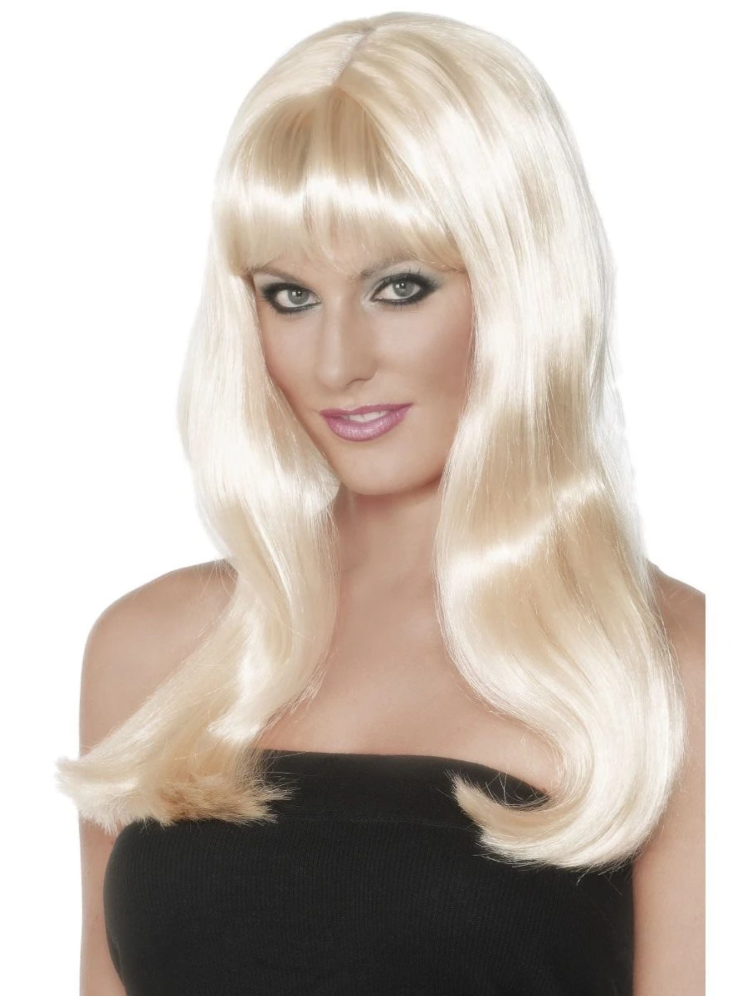 Lilac Glamourama Wig Long Straight w// Fringe Adult Smiffys Fancy Dress Costume