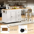 thumbnail image 6 of AENKYO Rolling Farmhouse Kitchen Island Cart with Extendable Dining Table, Cabinets, Drawers & Charging Station, White, 6 of 10