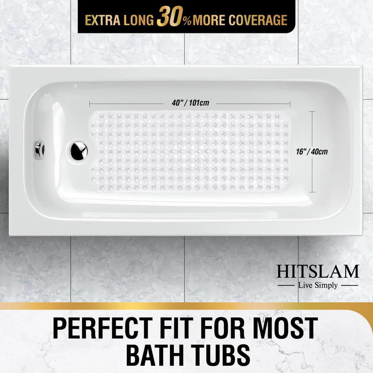 HITSLAM Extra Long Bathtub Mat 40x16 with Drain Holes - Walmart.com