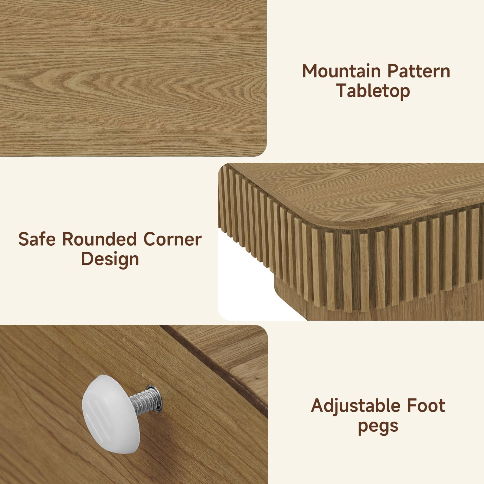 38.6" Lift-Top Natural Coffee Table with Hidden Storage Design for Living Room, Office or Small Spaces