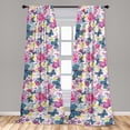 thumbnail image 4 of Ambesonne Spring Curtains, Plumeria Butterfly Flower, Pair of 28"x63", Hot Pink and Pale Yellow, 4 of 5