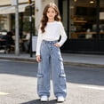 thumbnail image 5 of BOOMNY Boys Baggy Jeans Wide Leg Jeans For Boys Trendy Solid Color Elastic Waist Casual Denim Pants With Pocket, 5 of 9