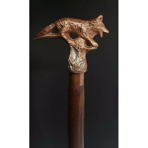 Antique Brass Knob Head Handle Designer Cane Vintage Wooden Walking Stick Gift