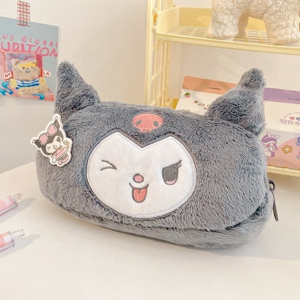 Sanrioed-estuche de lápices de felpa de Hello Kitty, bolsa de almacenamiento de dibujos animados My Melody Cinnamoroll Purin, bolsa de maquillaje de gran capacidad, regalo de papelería qiuyongming unisex