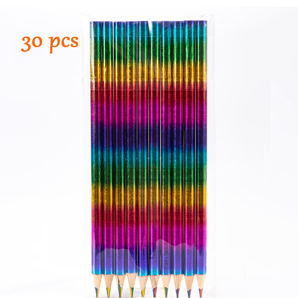 Meanplan 30 Pieces Rainbow Colored Pencils for Kids 7 Color in 1 Black  Wooden Rainbow Colored Pencils Multi Colored Pencil for Adults Assorted  Colors
